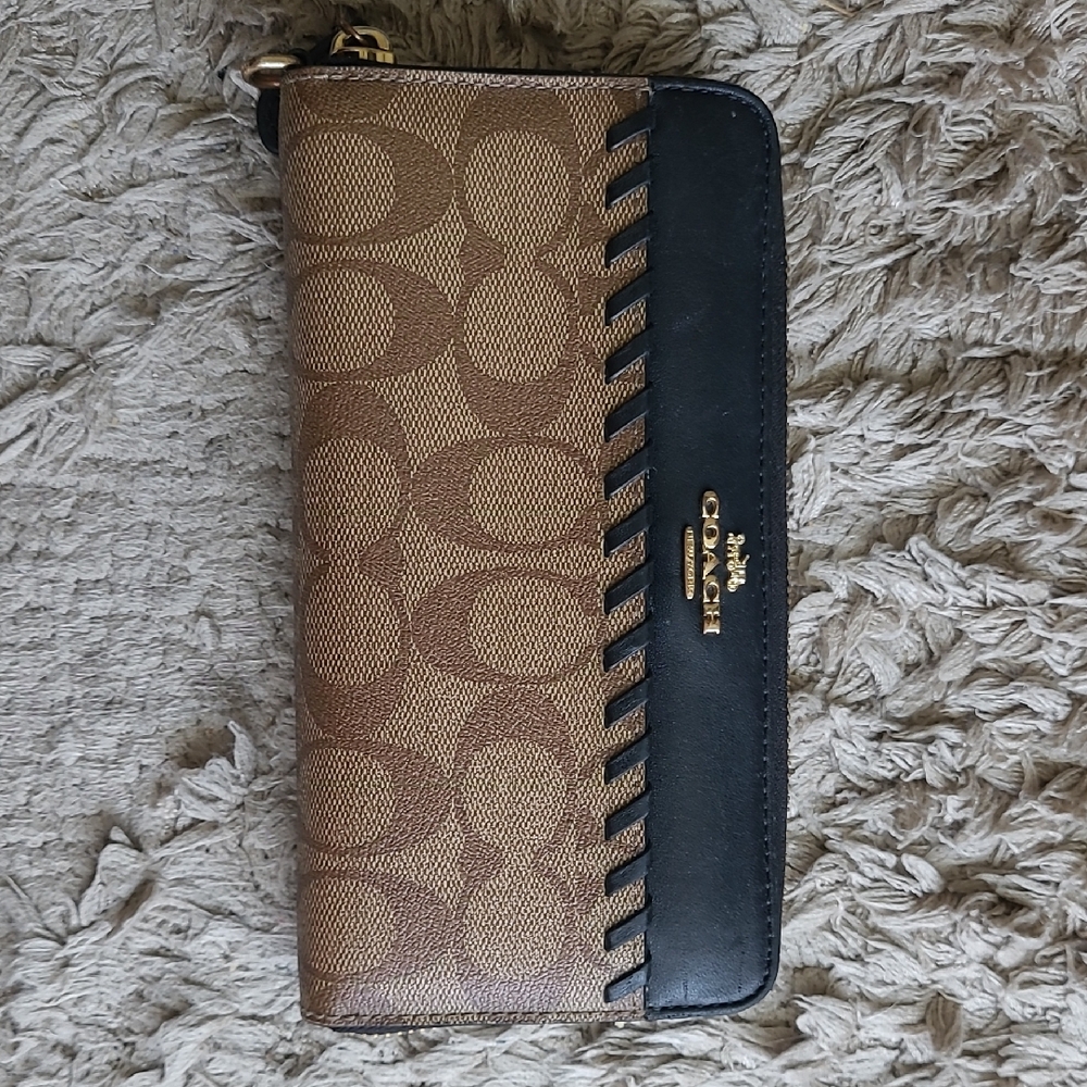 Coach Signature Brown and Black Wallet
